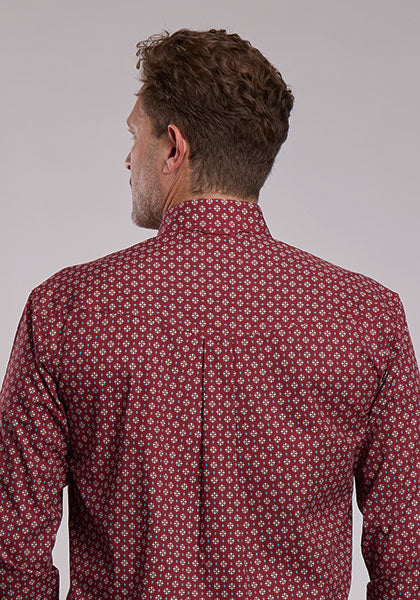 ROPER MENS  AMARILLO RED LONG SLEEVE BUTTON UP SHIRT