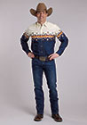 ROPER MENS LONG SLEEVE SNAP OMBRE AZTEC BORDER PRINT SHIRT