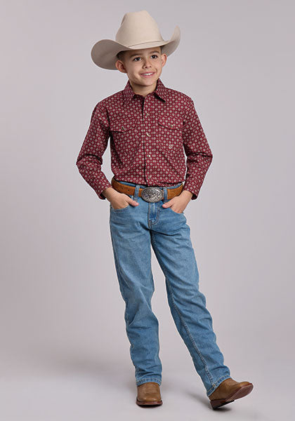 ROPER BOY Amarillo RED LONG SLEEVE BUTTON UP SHIRT
