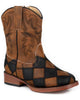ROPER TODDLER BOYS BLACK AND TAN FAUX LEATHER PATCHWORK BOOTS