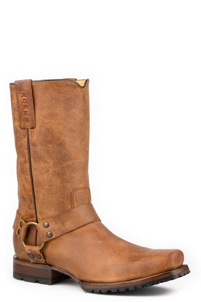 ROPER MENS BIKER LUG BROWN LEATHER VAMP & SHAFT BLUNT TOE BOOT