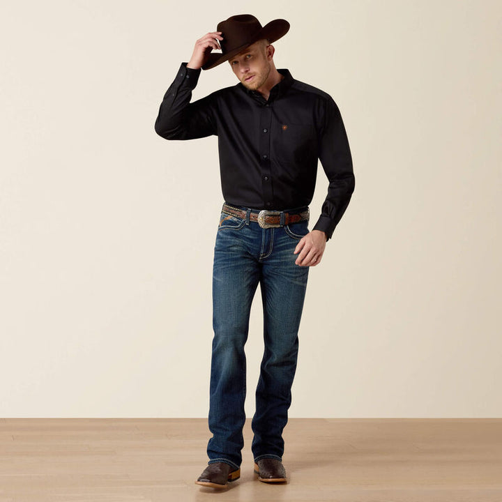 ARIAT MENS BLACK BUTTON UP WESTERN CLASSIC CASUAL DRESS SHIRT