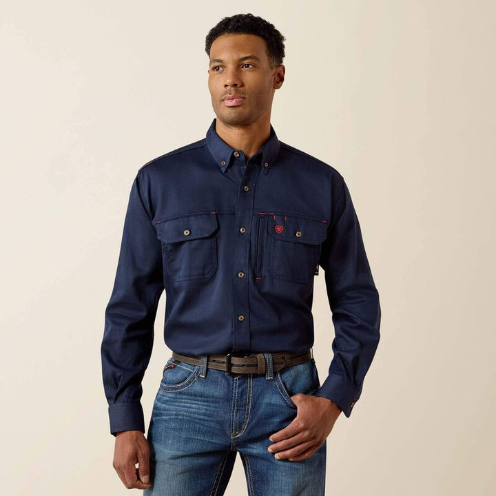ARIAT MEN'S FLAME RESISTANCE NAVY Solid Vent Work SHIRTS