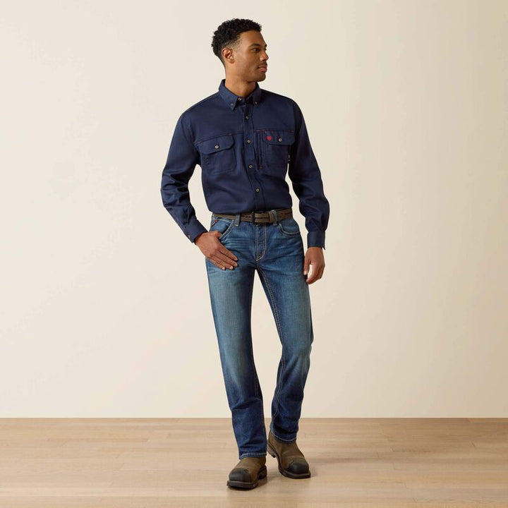 ARIAT MEN'S FLAME RESISTANCE NAVY Solid Vent Work SHIRTS