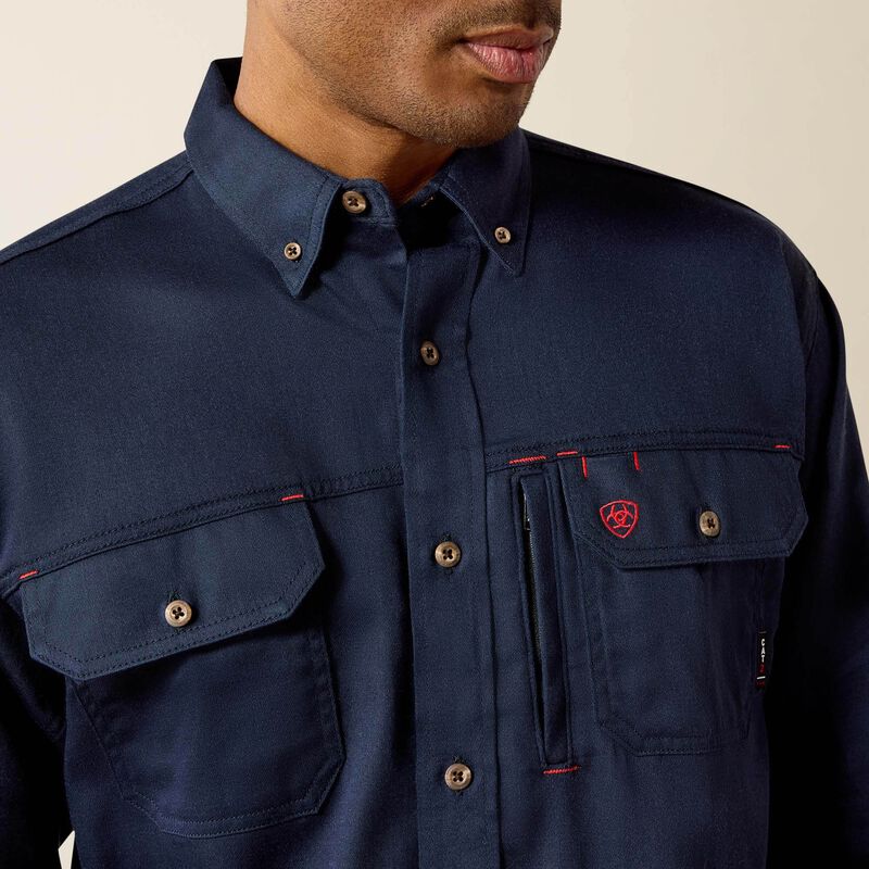 ARIAT MEN'S FLAME RESISTANCE NAVY Solid Vent Work SHIRTS