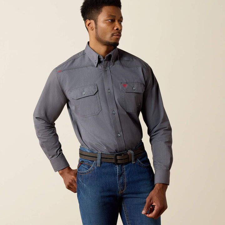 Ariat Mens flame-resistant FR Gunmetal Featherlight Work Shirt