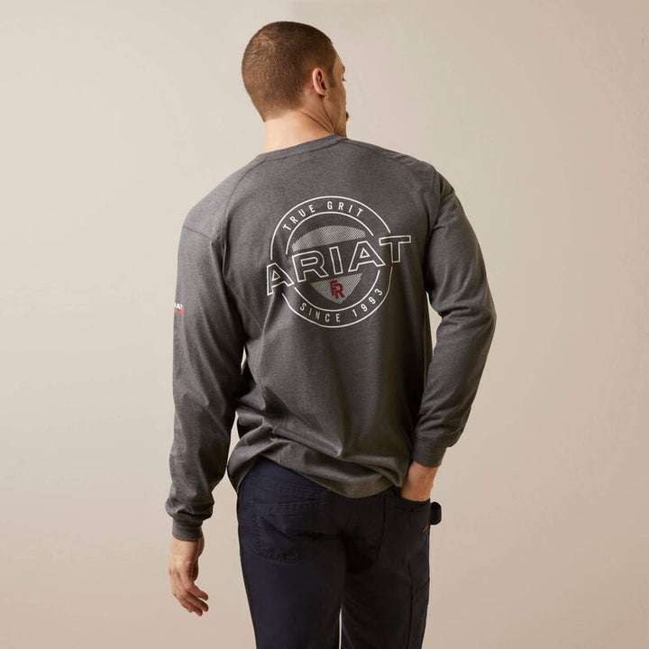 Ariat Mens flame resistant Air True Grit CHARCOAL HEATHER long sleeve T-Shirt