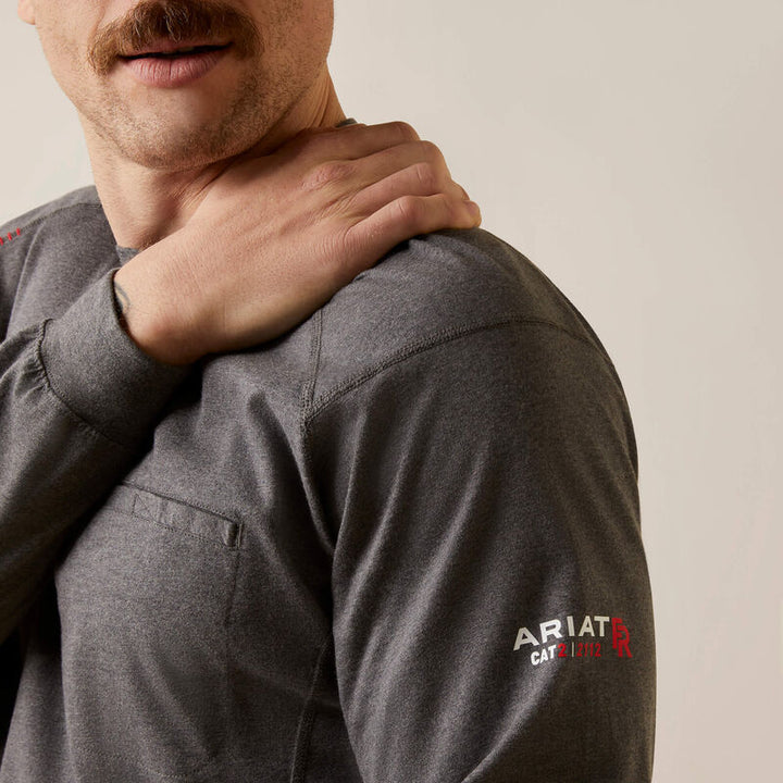 Ariat Mens flame resistant Air True Grit CHARCOAL HEATHER long sleeve T-Shirt