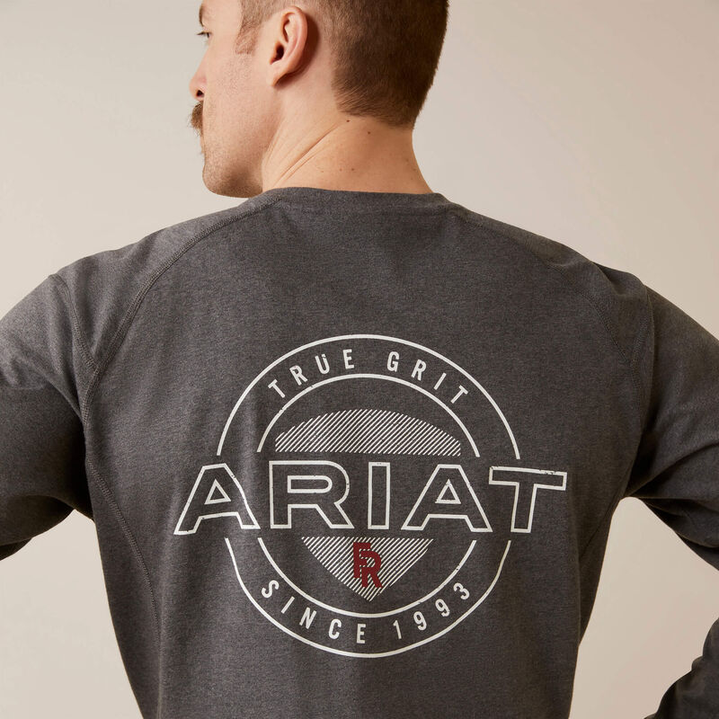 Ariat Mens flame resistant Air True Grit CHARCOAL HEATHER long sleeve T-Shirt