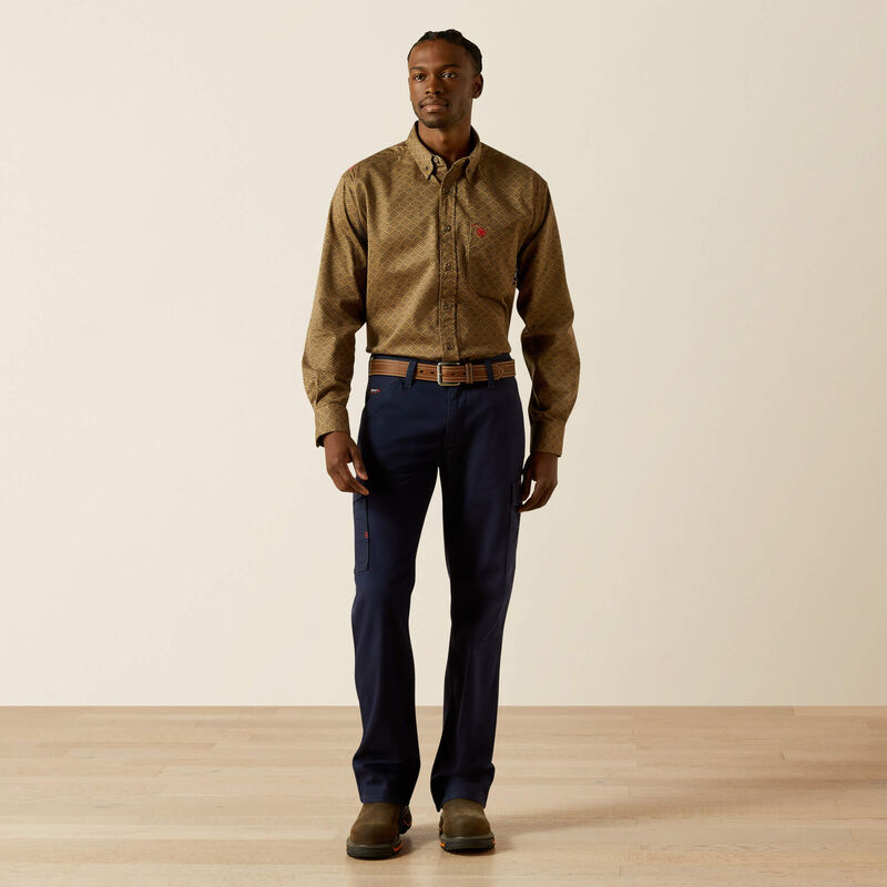 ARIAT MENS flame-resistant button-down Deniro Work Shirt