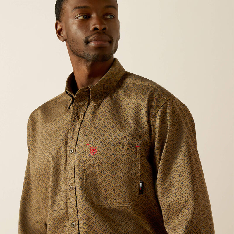 ARIAT MENS flame-resistant button-down Deniro Work Shirt