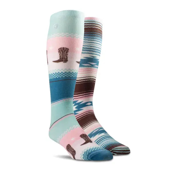 ARIAT WOMENS (2-Pack) medium Serape Stride Kneehigh Over the calf Socks
