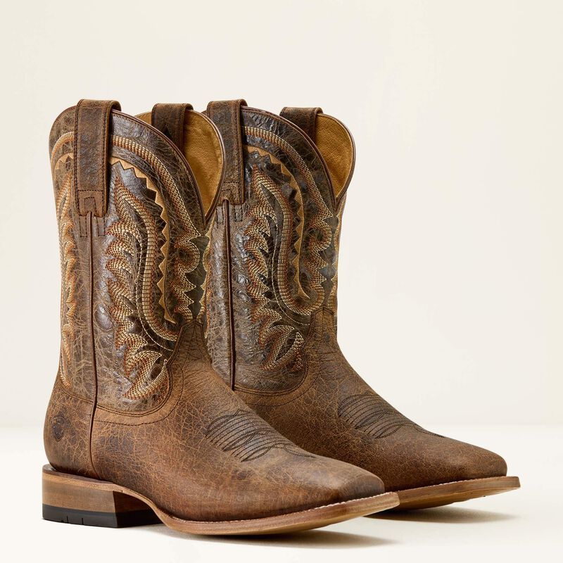 ARIAT MENS ROCK RIDGE SADDLE BROWN BISON WESTERN BOOT