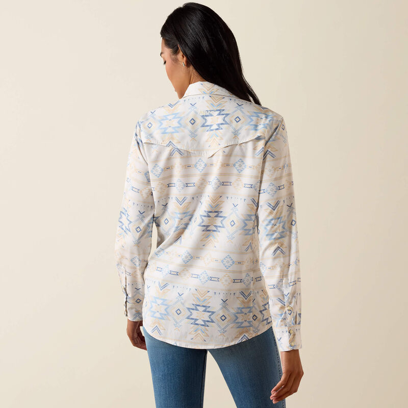 ARIAT LADIES WESTERN VENTTEK TURTLE DOVEFADED SOUTHWEST LS SHIRT