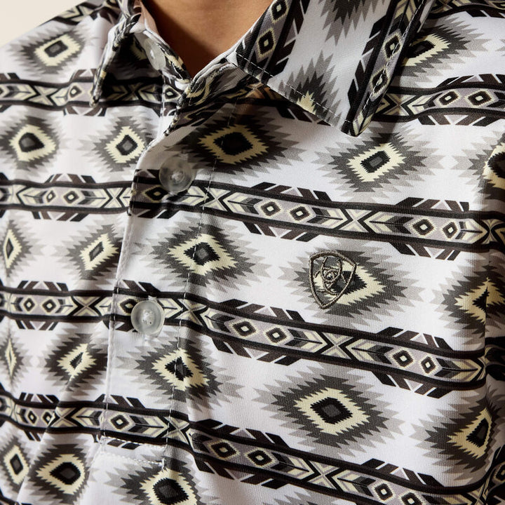 ARIAT BOY'S PRISTINE WHITE GEO STRIPE WHITE GEO STRIPE SHIRT