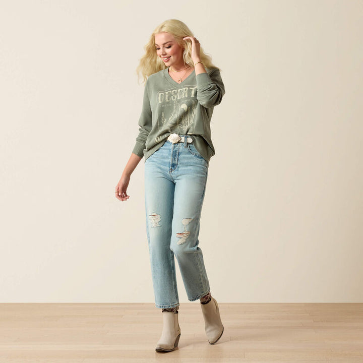 ARIAT WOMEN'S SEA SPRAY GREEN VICTORIA SWEATSHIRT