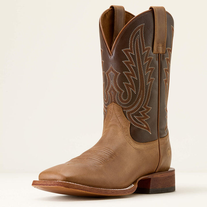 ARIAT MEN'S WHEAT TAN|SANTA FE BROWN County Roads Wide Square Toe Cowboy Boot