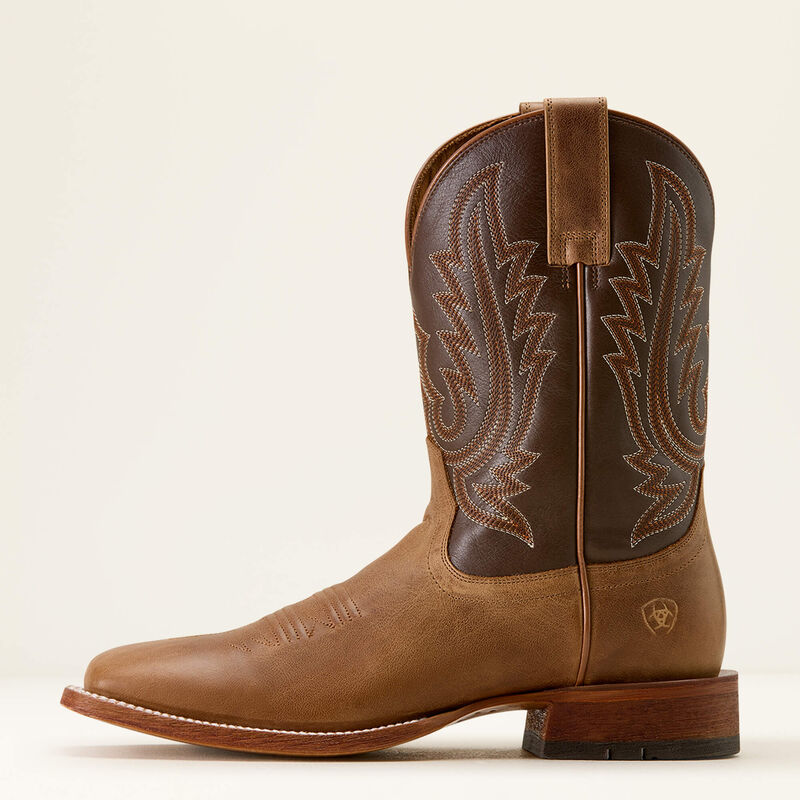 ARIAT MEN'S WHEAT TAN|SANTA FE BROWN County Roads Wide Square Toe Cowboy Boot