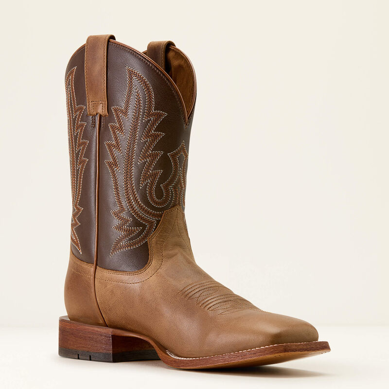 ARIAT MEN'S WHEAT TAN|SANTA FE BROWN County Roads Wide Square Toe Cowboy Boot