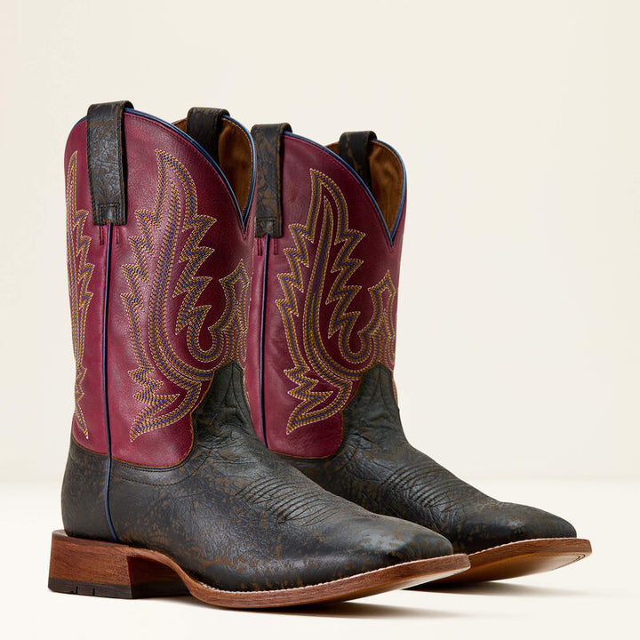 ARIAT MEN'S County Roads TOFFEE|SHADOW PURPLE Wide Square Toe Cowboy Boot