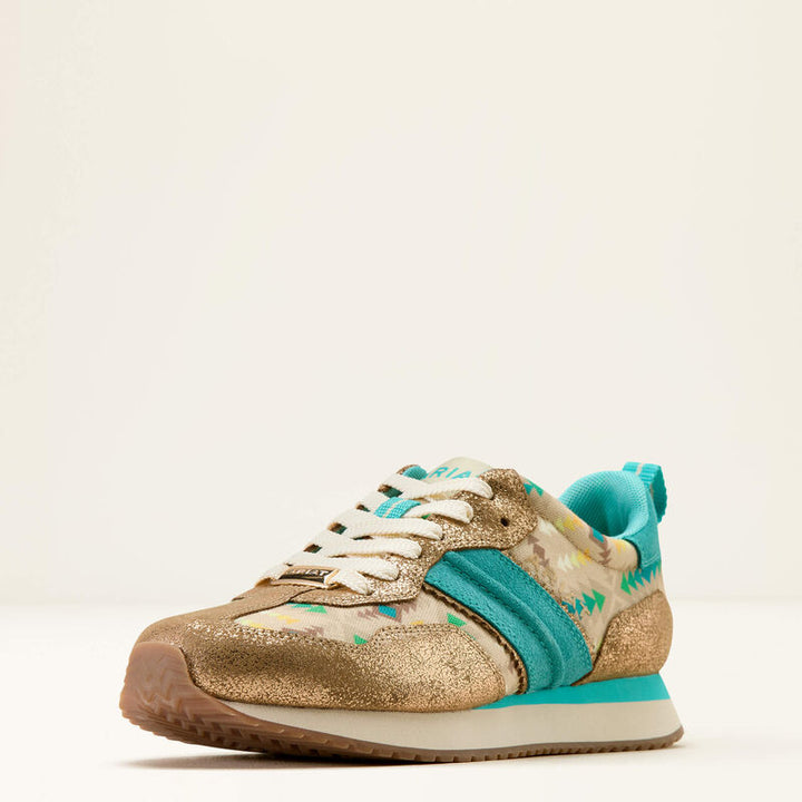 ARIAT WOMEN'S TURQUOISE BLANKET PRINT|METALLIC BRONZE RANCH RUNNER SHOE