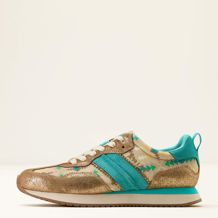 ARIAT WOMEN'S TURQUOISE BLANKET PRINT|METALLIC BRONZE RANCH RUNNER SHOE