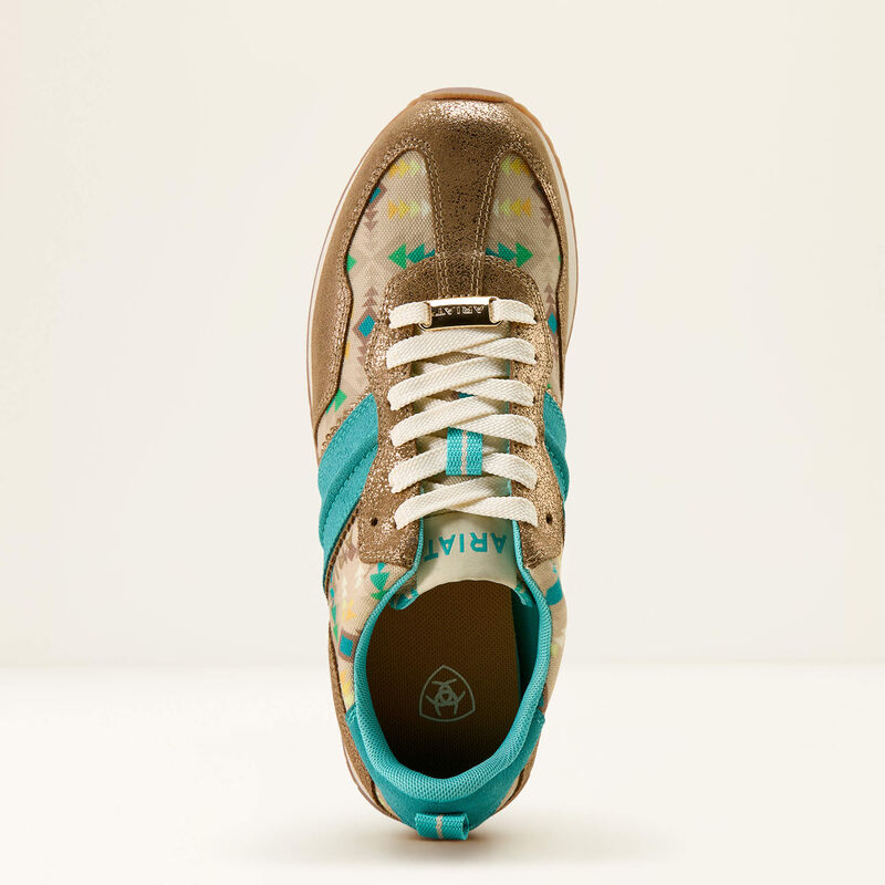 ARIAT WOMEN'S TURQUOISE BLANKET PRINT|METALLIC BRONZE RANCH RUNNER SHOE