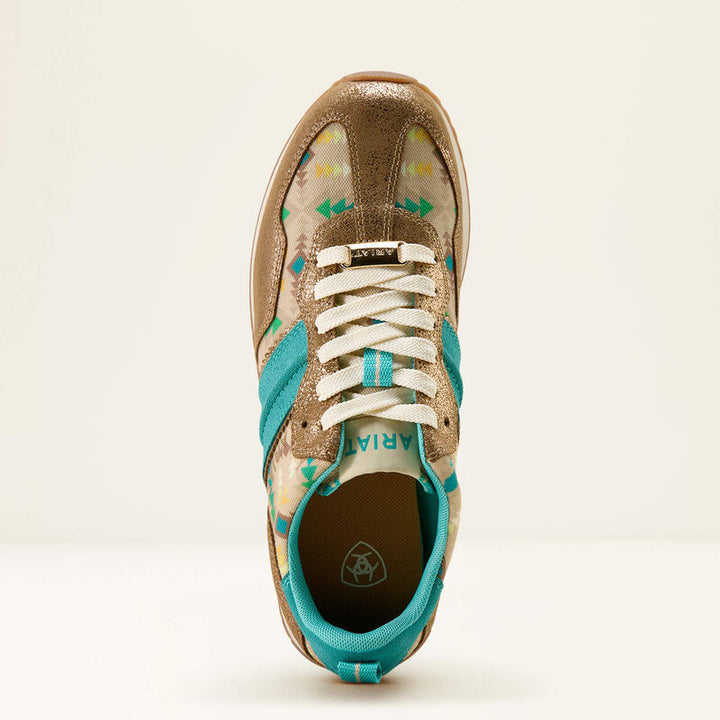 ARIAT WOMEN'S TURQUOISE BLANKET PRINT|METALLIC BRONZE RANCH RUNNER SHOE