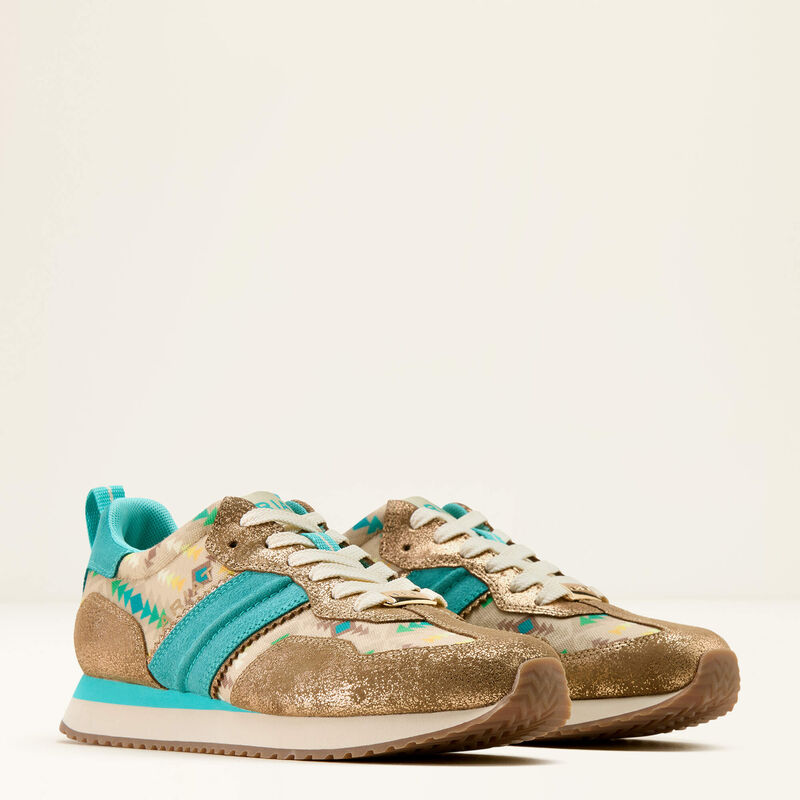ARIAT WOMEN'S TURQUOISE BLANKET PRINT|METALLIC BRONZE RANCH RUNNER SHOE