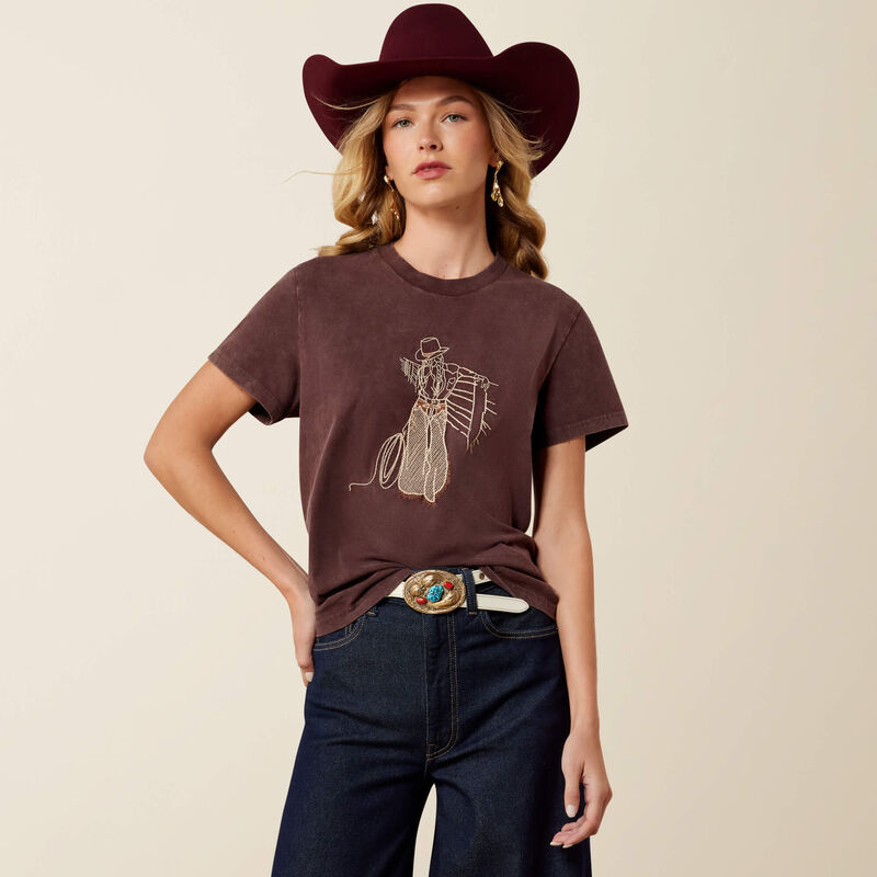 ARIAT WOMEN'S BROWN REBEL WITH A CAUSE T SHIRT