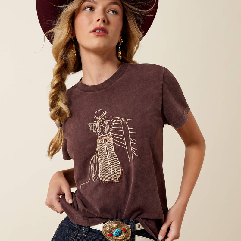 ARIAT WOMEN'S BROWN REBEL WITH A CAUSE T SHIRT