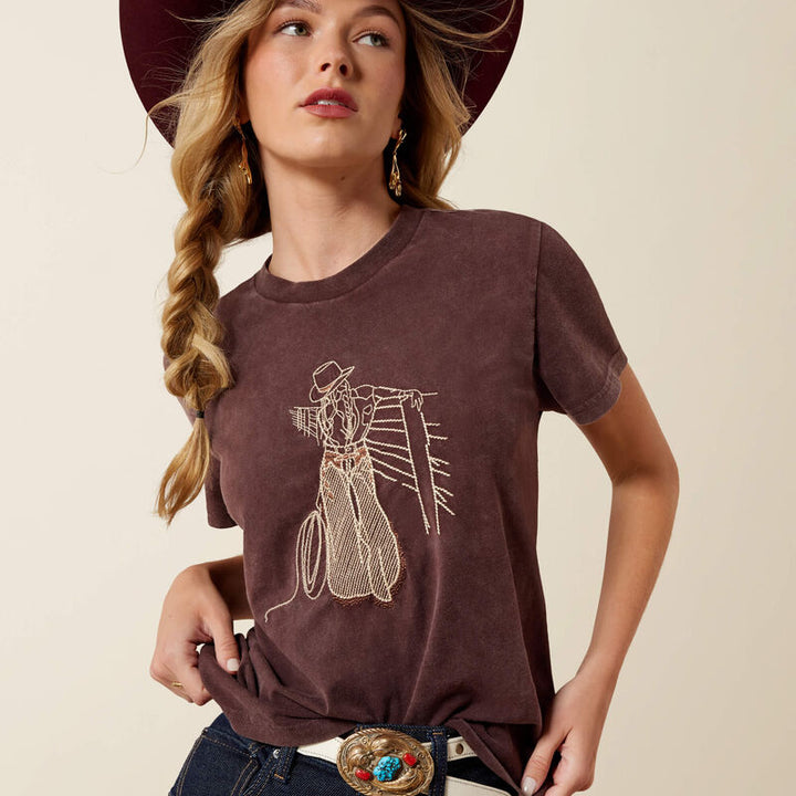 ARIAT WOMEN'S BROWN REBEL WITH A CAUSE T SHIRT