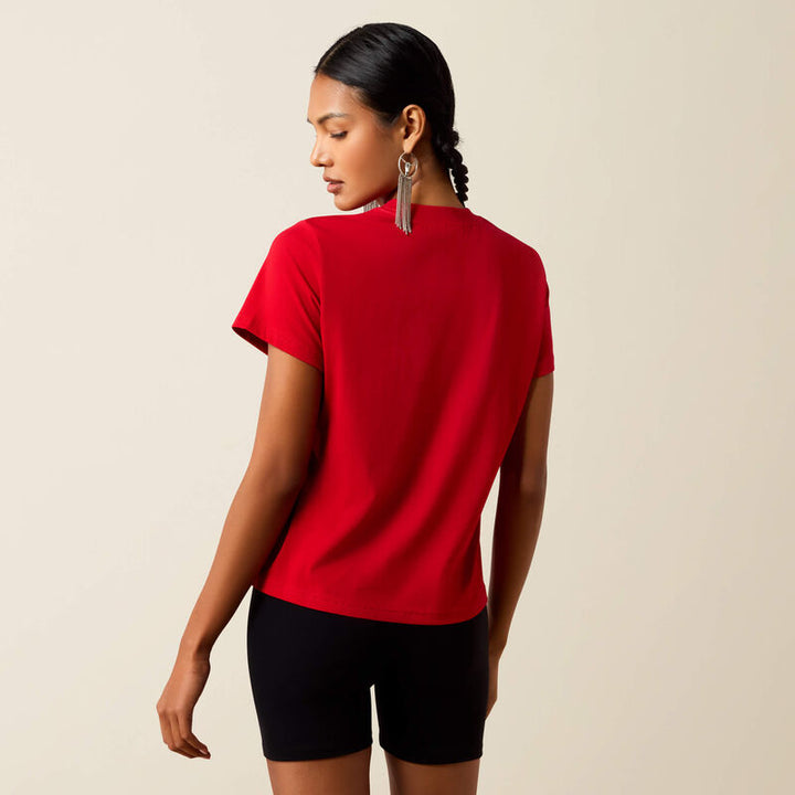 ARIAT WOMEN'S RED CRIMSON/WHITE COLLEGIATE HOWDY T-SHIRT