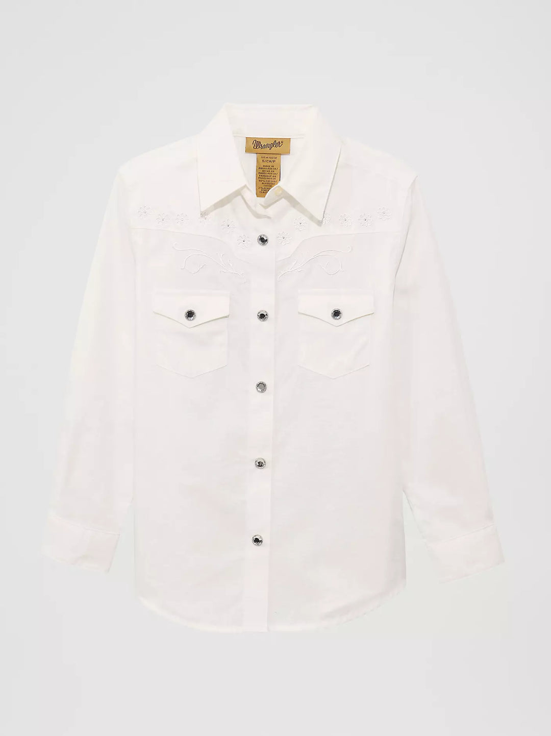Wrangler Girl's Classic White Long Sleeve Western Snap Shirt