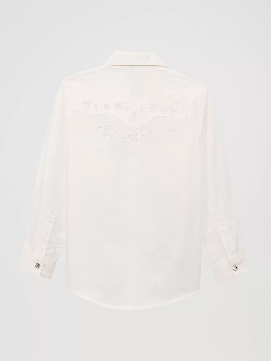 Wrangler Girl's Classic White Long Sleeve Western Snap Shirt