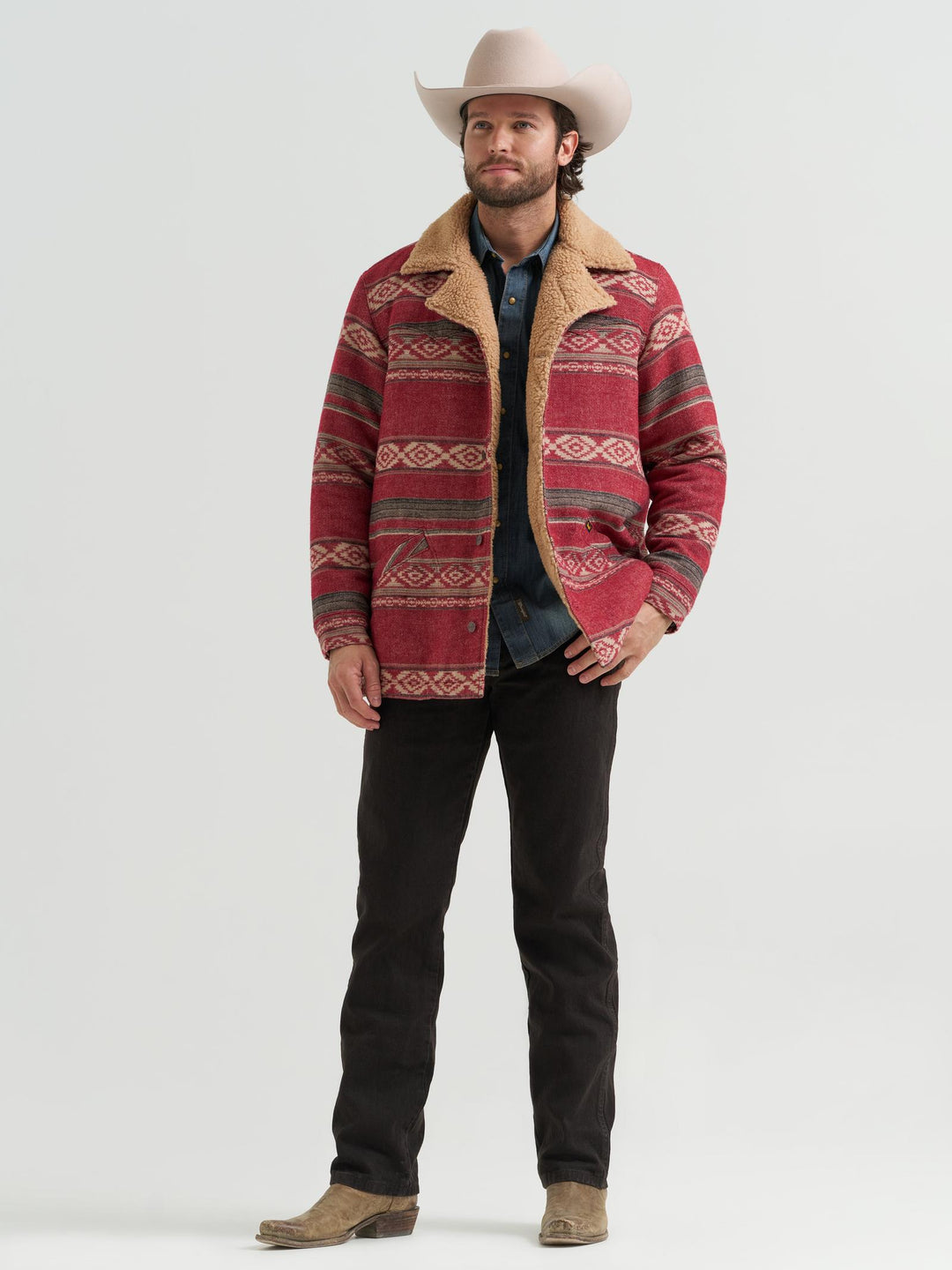 WRANGLER MENS Sherpa Lined Biking Red Wrange Jacket