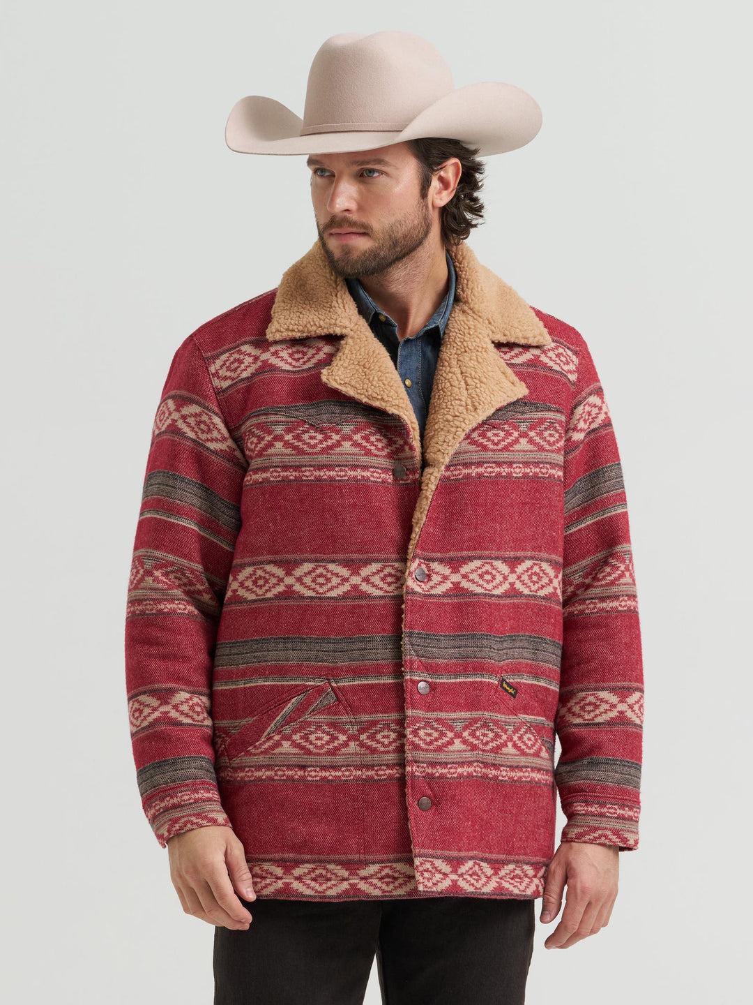 WRANGLER MENS Sherpa Lined Biking Red Wrange Jacket