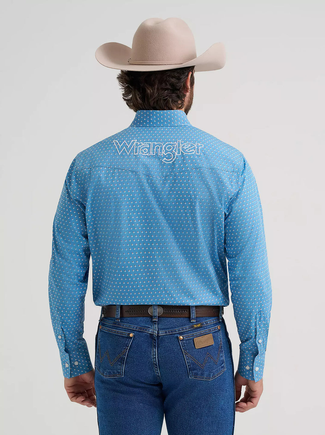 Wrangler Men's Logo Long Sleeve Button-Down Print Shirt