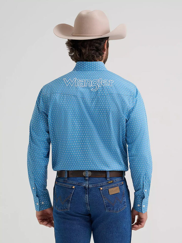 Wrangler Men's Logo Long Sleeve Button-Down Print Shirt