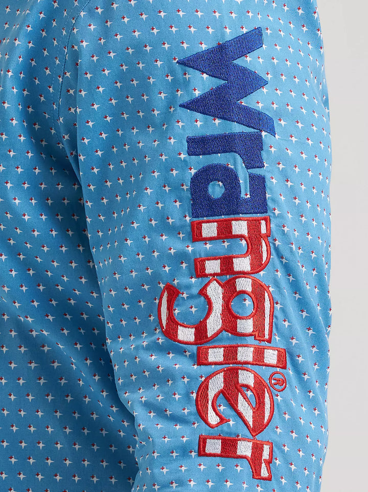 Wrangler Men's Logo Long Sleeve Button-Down Print Shirt