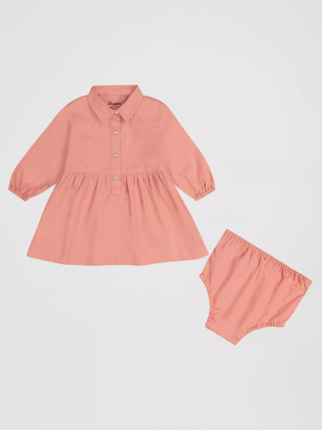 Wrangler infant Girls Long Sleeve Pink Western Snap Dress
