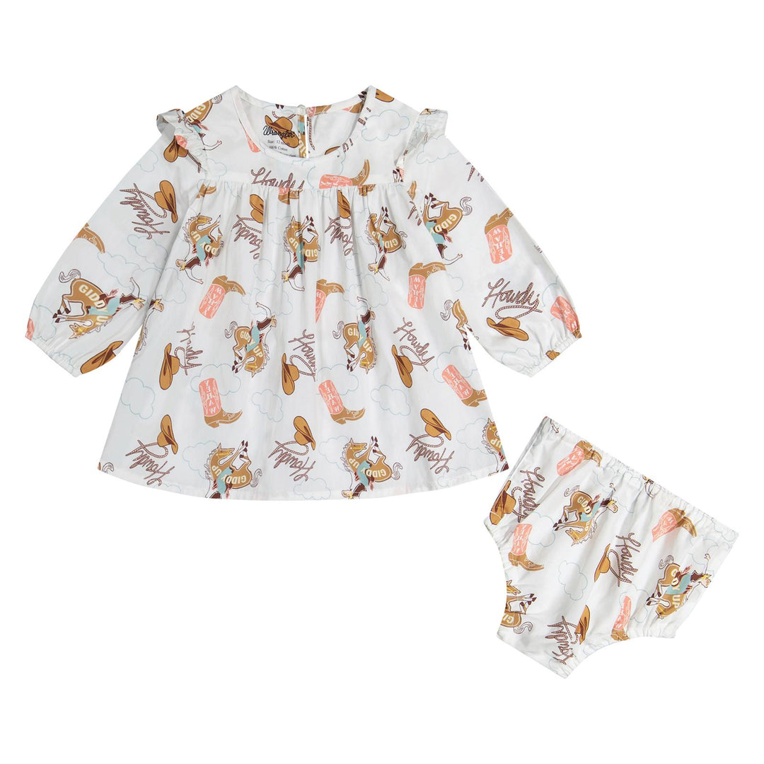 Wrangler Infant Girls White long Sleeve Howdy Dress