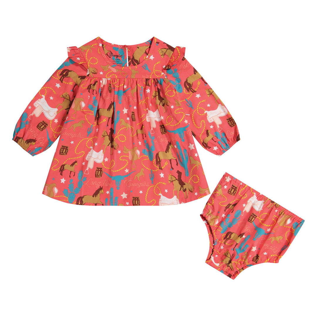 Wrangler Infants Girls long sleeve pink cowgirl Dress