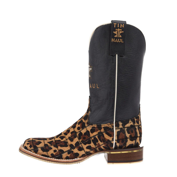 Tin Haul Women's Cheetah WILD THING Black Top Boot