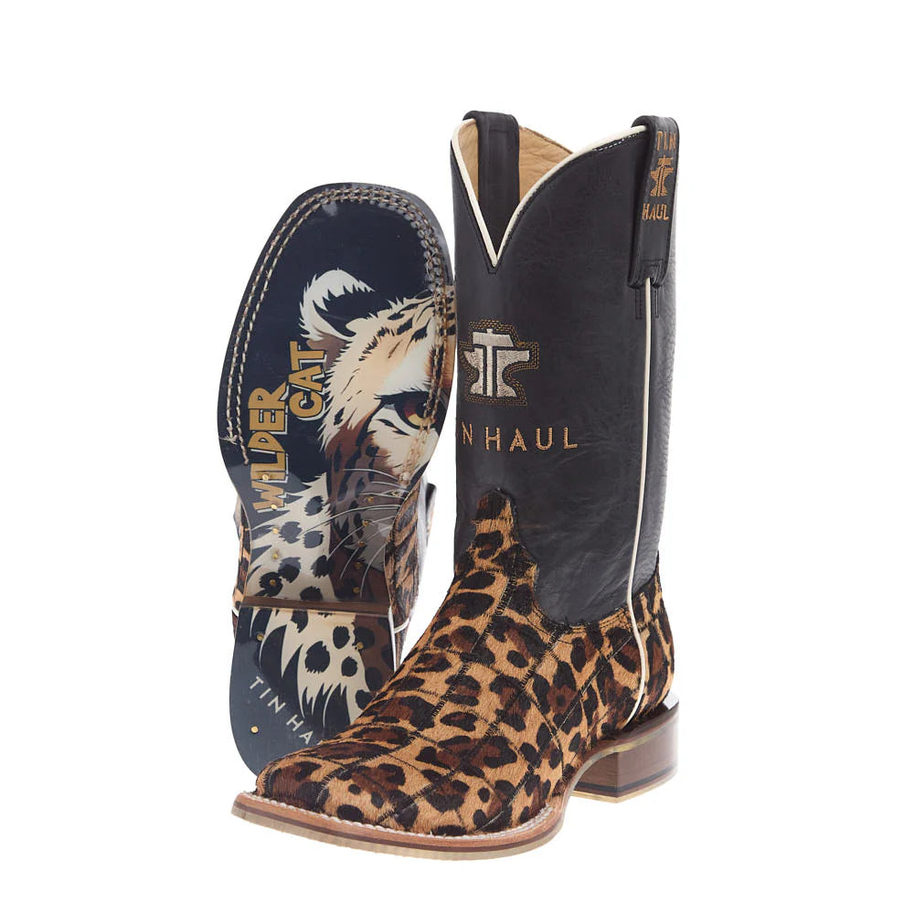 Tin Haul Women's Cheetah WILD THING Black Top Boot