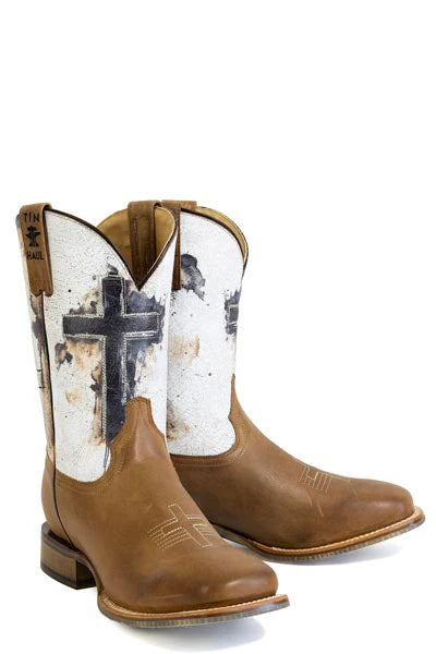 TIN HAUL MENS PHILIPPIANS 4:13 CHURCH CROSS WIDE SQUARE TOE BOOT