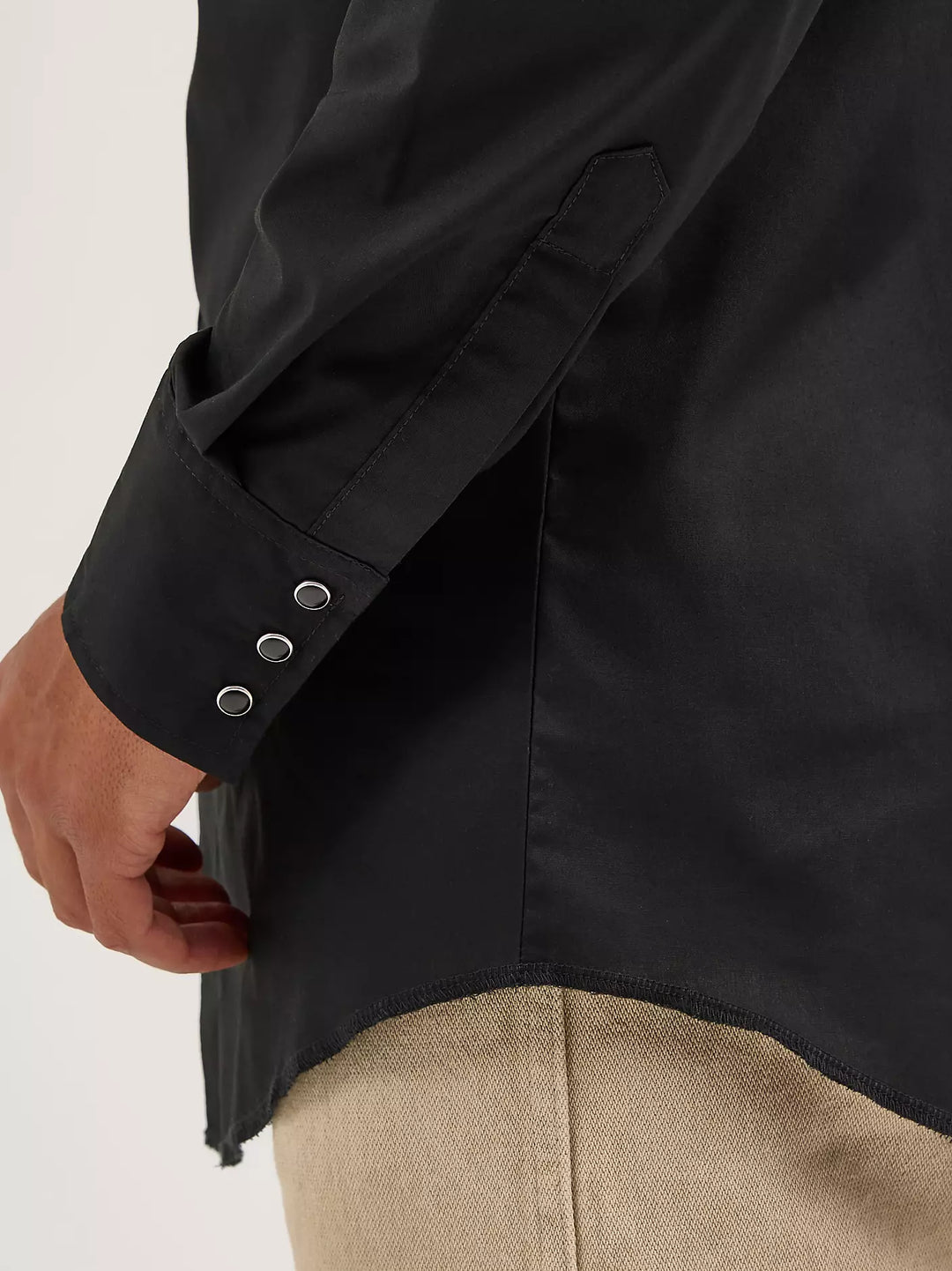 WRANGLER MENS LONG SLEEVE BLACK BROADCLOTH WESTERN SNAP SHIRT