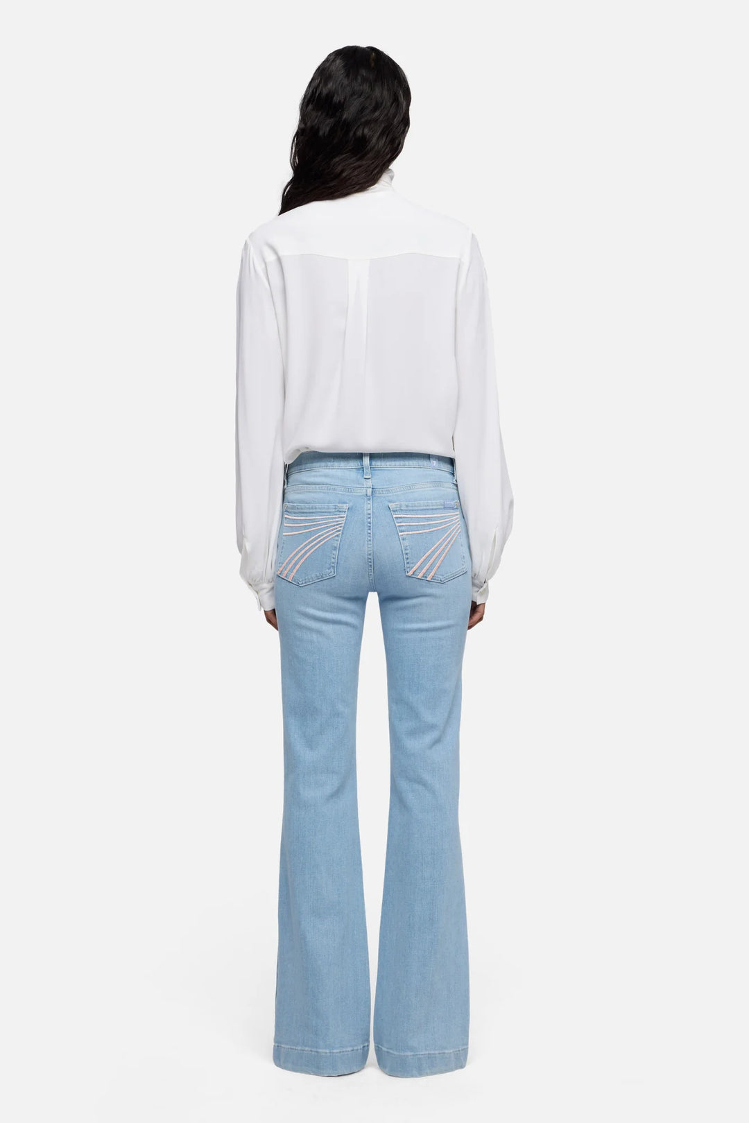 Seven Women's Dojo in Slim Illusion Indigo Bloom Flare Jeans