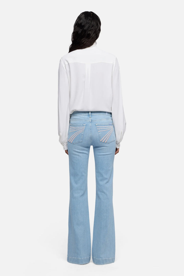 Seven Women's Dojo in Slim Illusion Indigo Bloom Flare Jeans