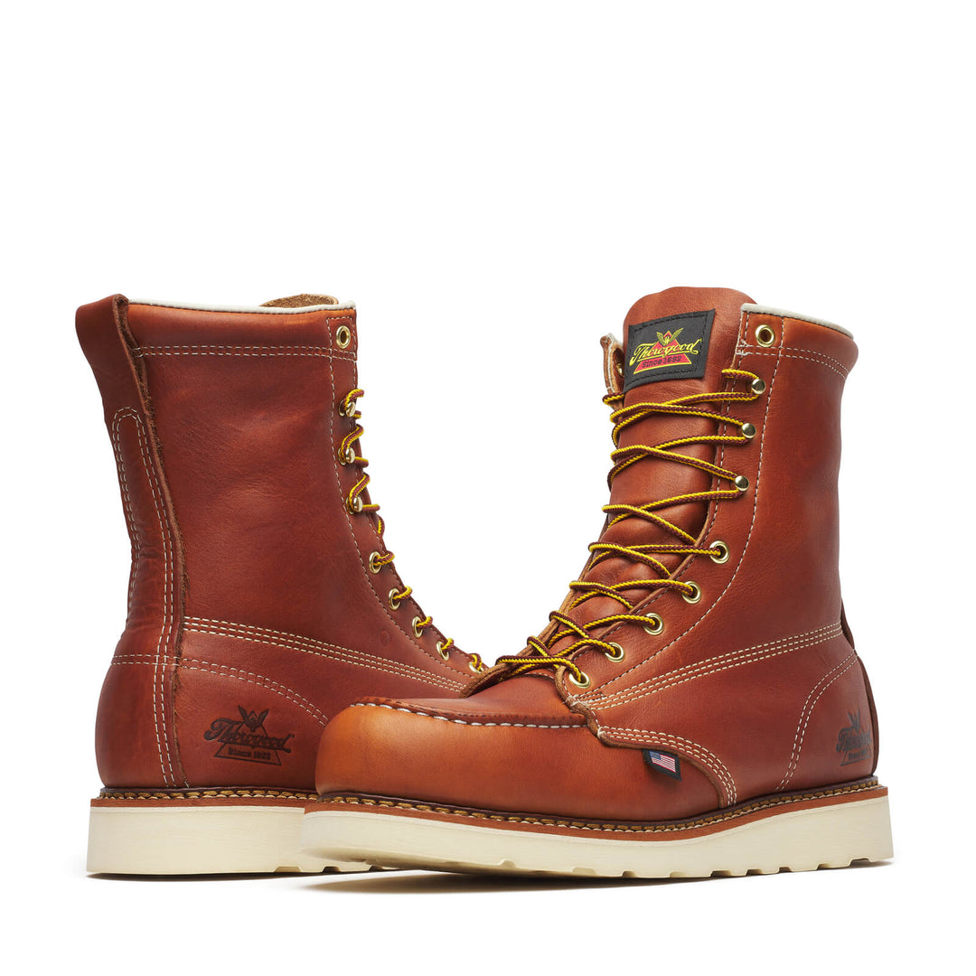 THOROGOOD MENS 8″ TOBACCO SAFETY TOE – MOC TOE MAXWEAR WEDGE™ Boots